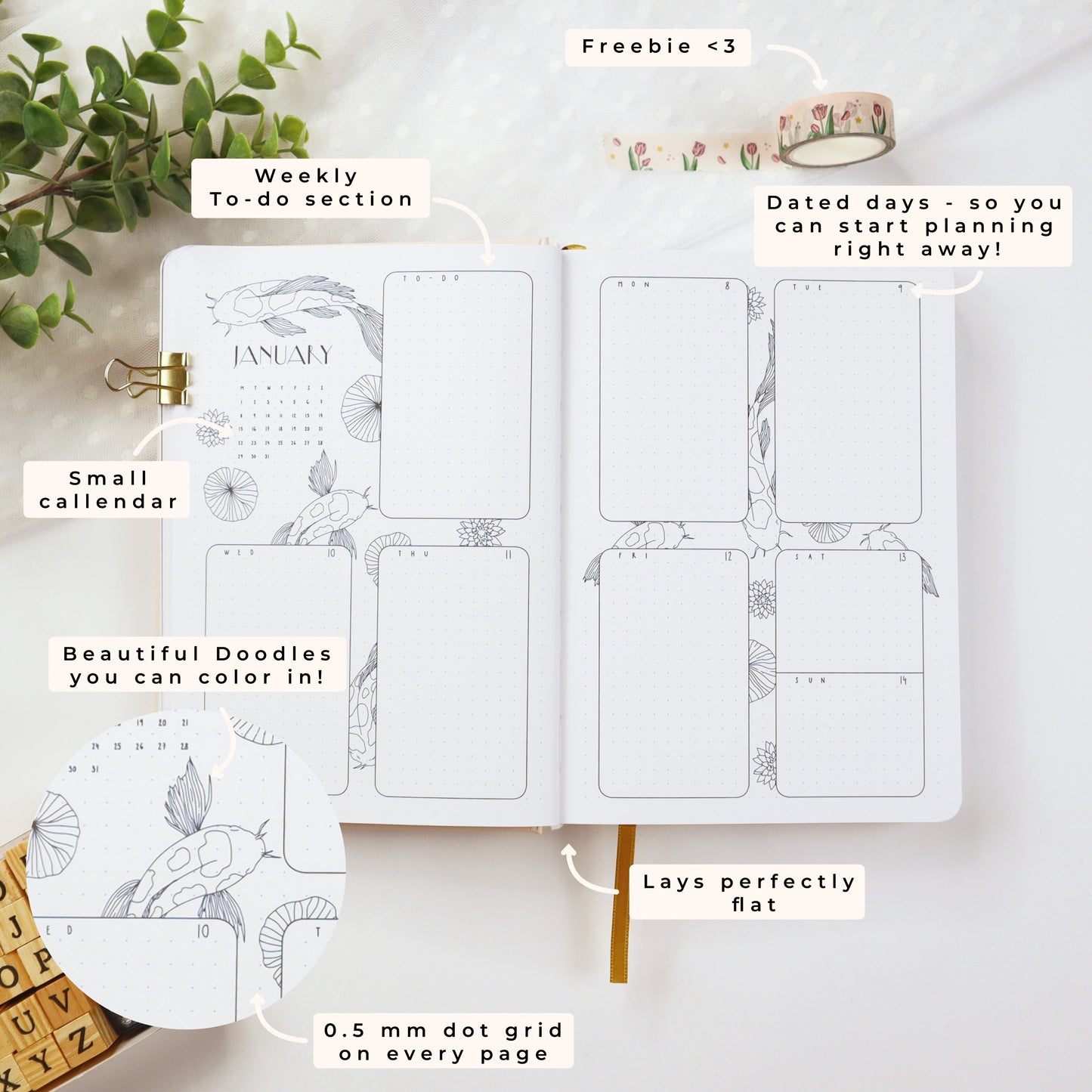 Matcha Latte 2024 Premade Bullet Style Journal