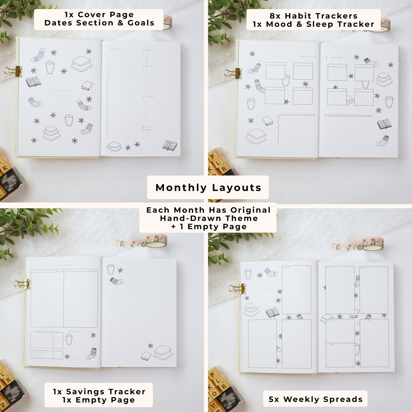 Undated Premade Bullet Style Journal