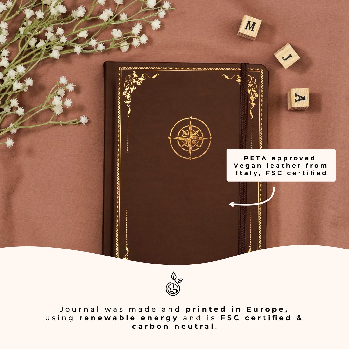 Brown & Gold Premade Travel Journal