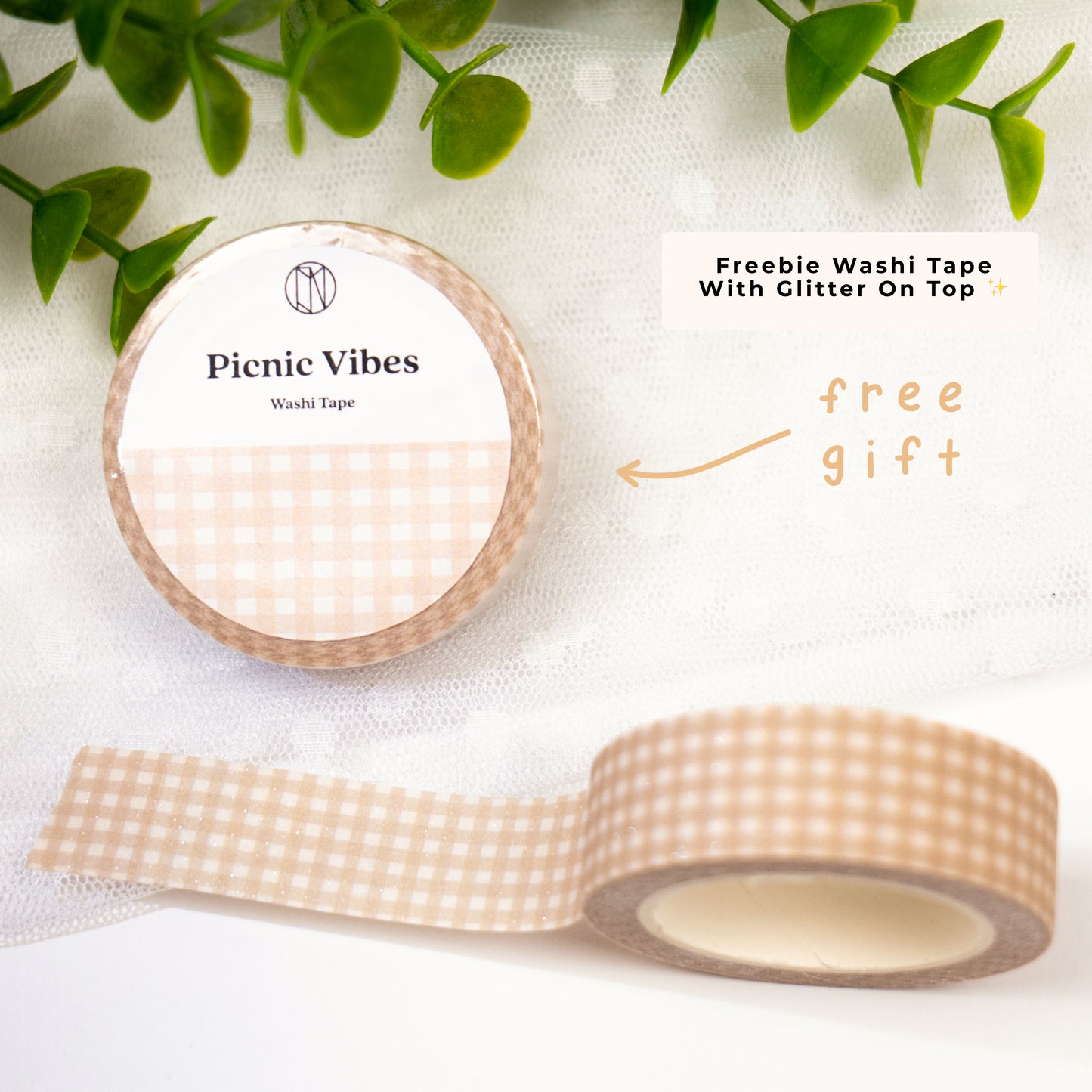 Picnic Vibe Freebie Washi Tape with Glitter on top.