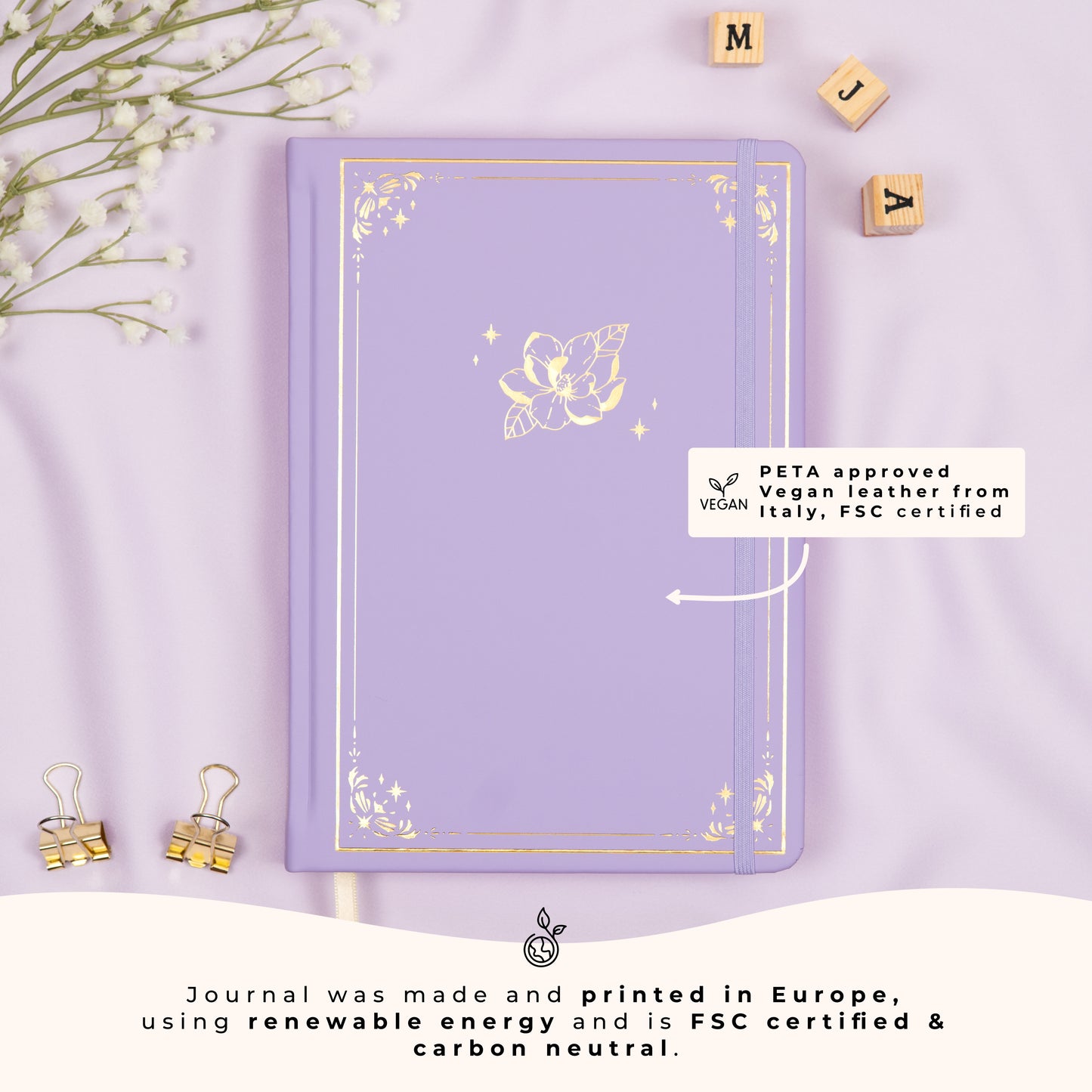 Colored Lavender Undated Premade Bullet Style Journal