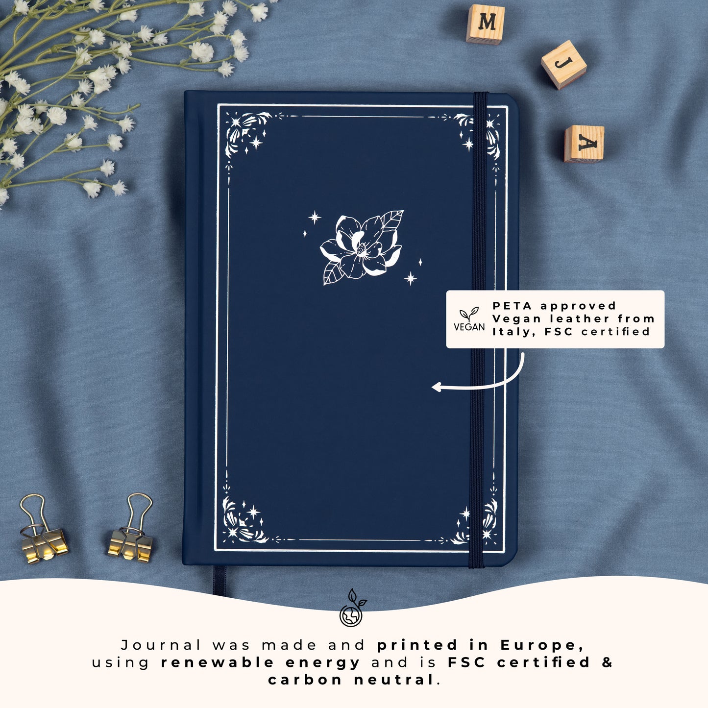 Midnight Undated Premade Bullet Style Journal