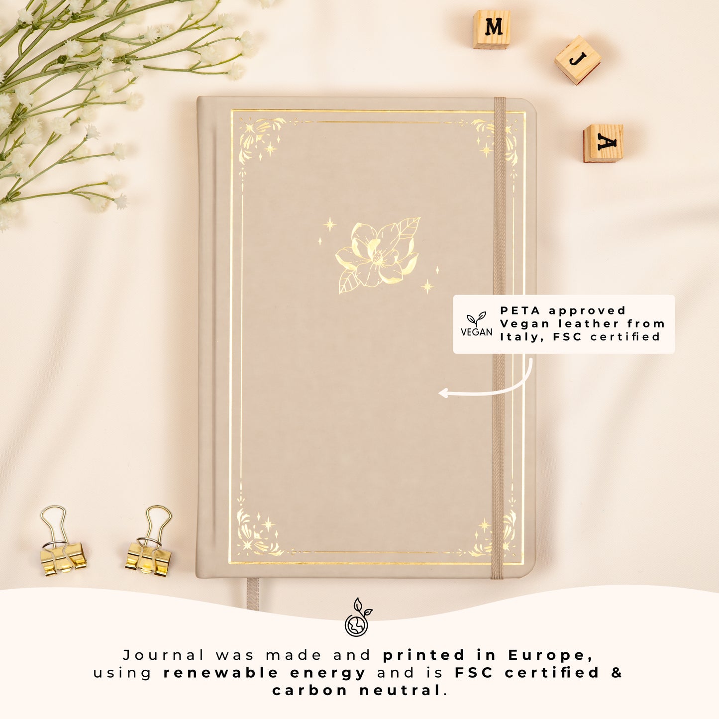 Colored Oat Undated Premade Bullet Style Journal