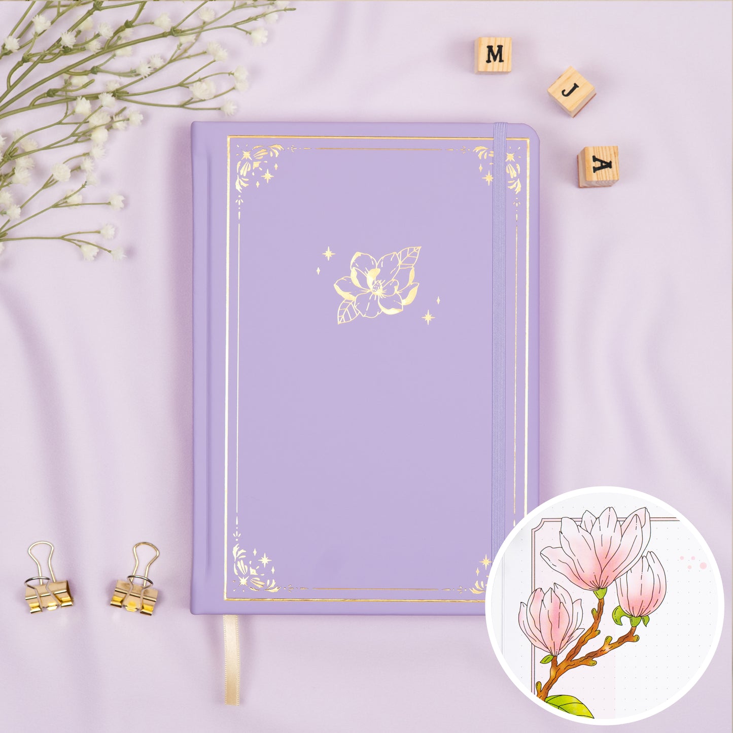 Colored Lavender Undated Premade Bullet Style Journal