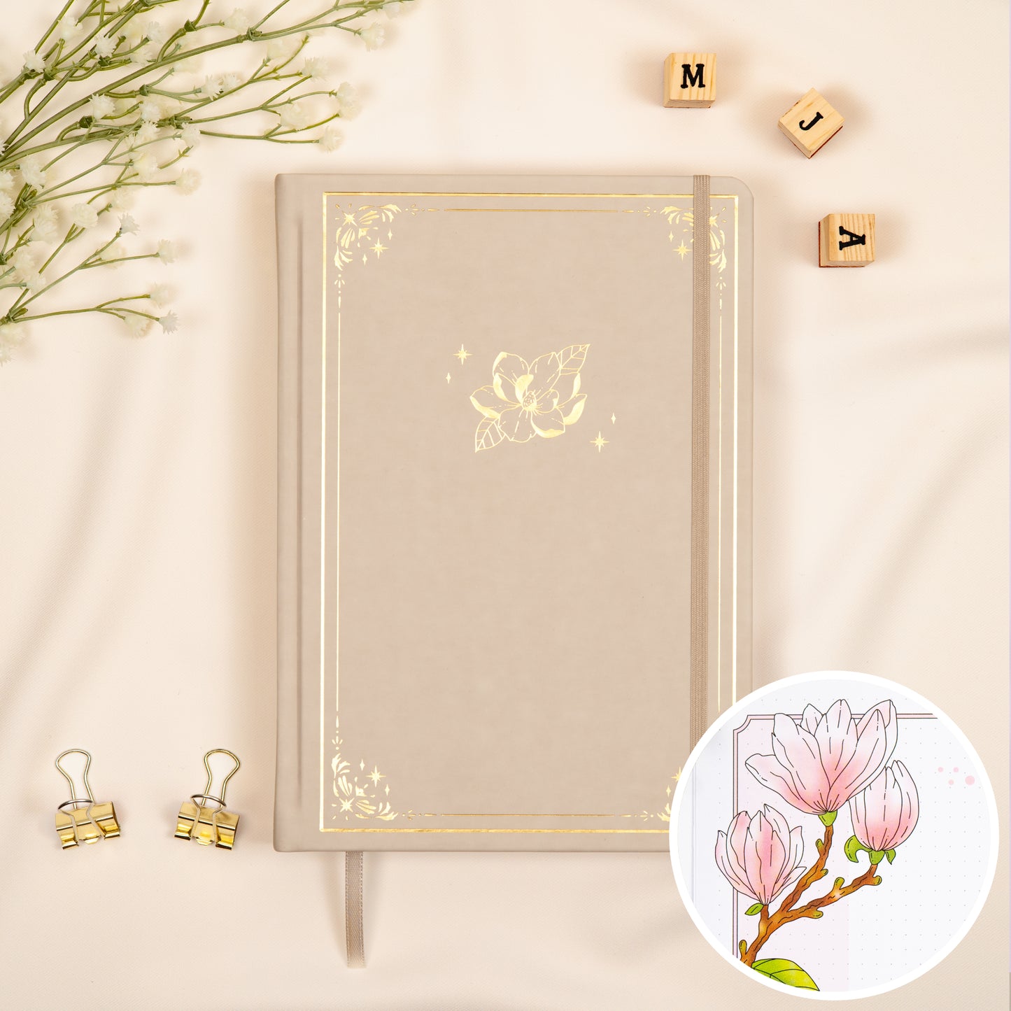 Colored Oat Undated Premade Bullet Style Journal