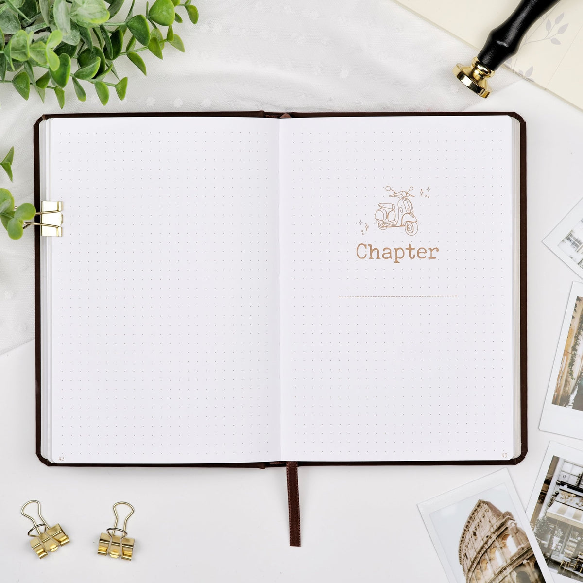 Premade travel planner chapter cover page.