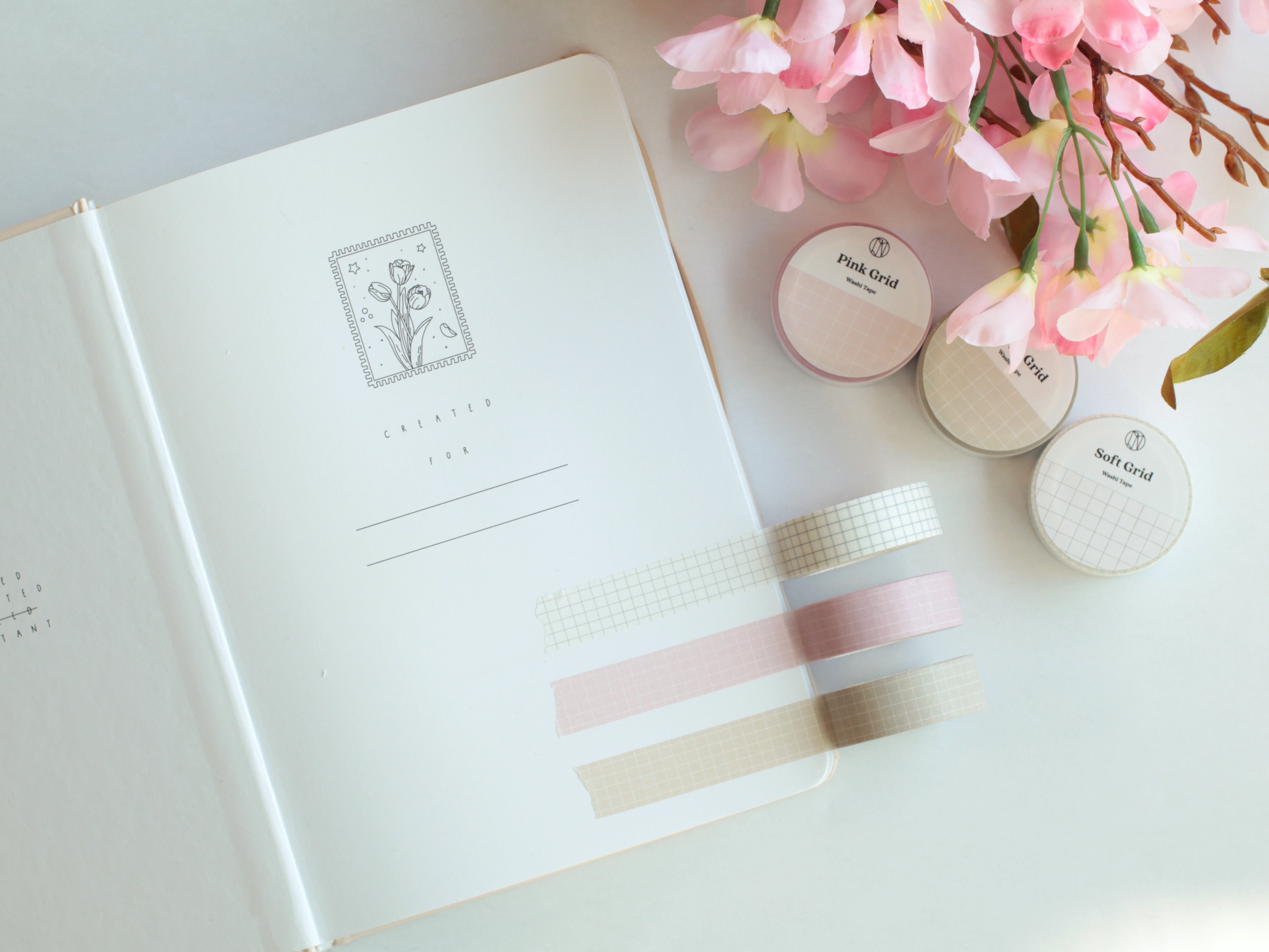 soft beige grid washi tape