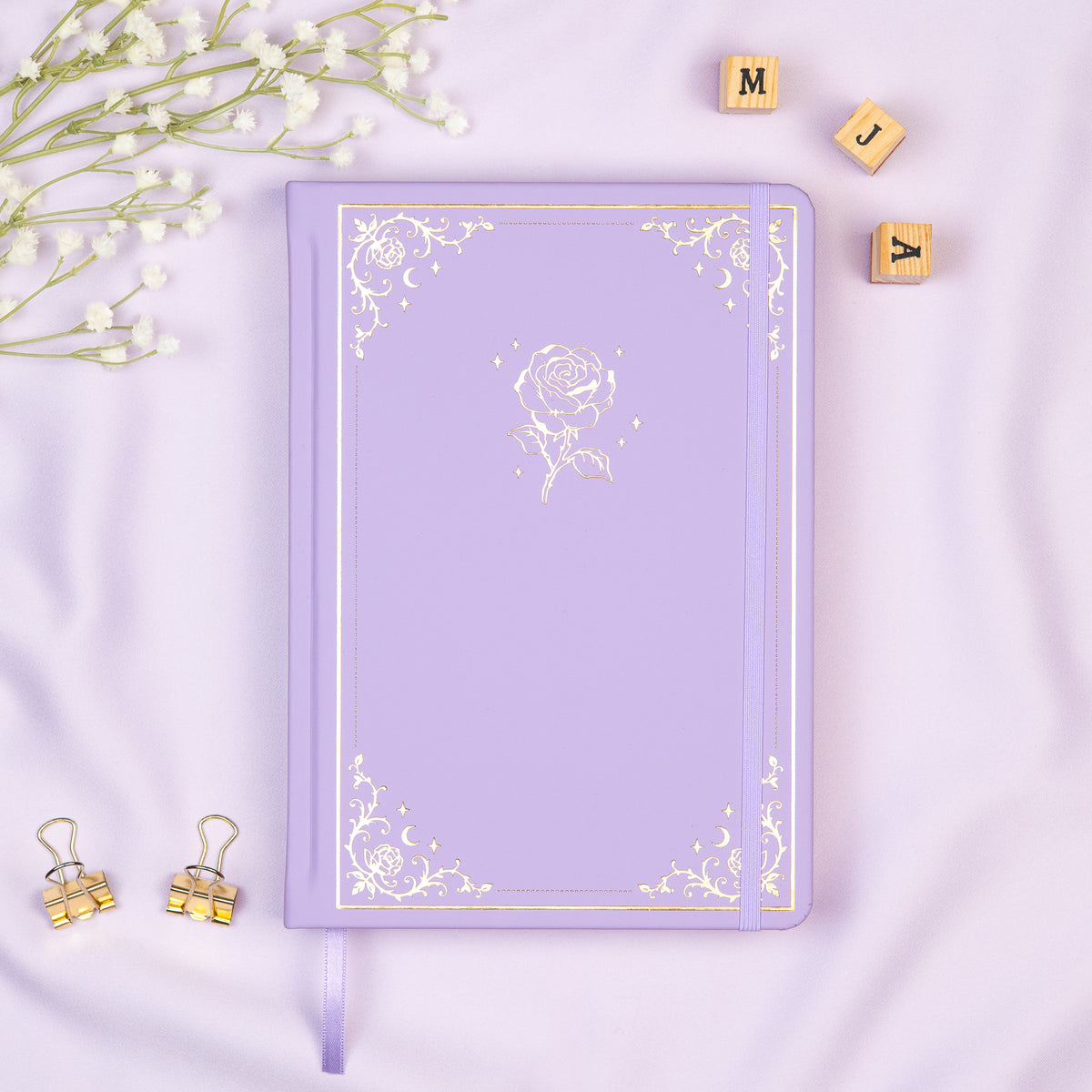Premade Bullet Style Journal Lavender Undated A5 - Enchanted Rose