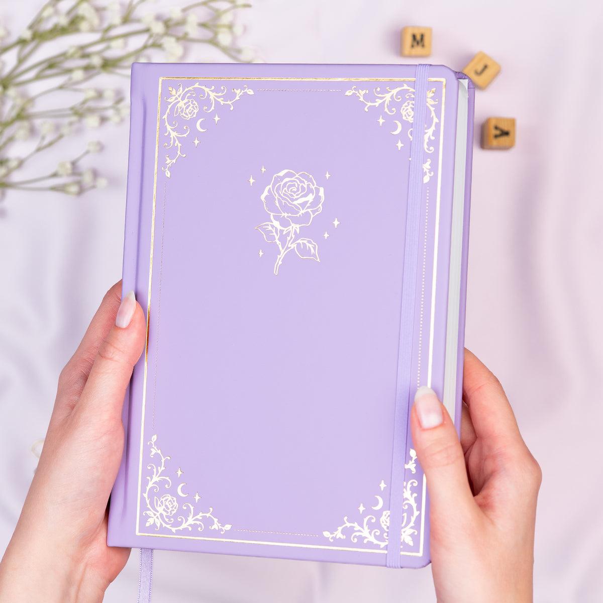 Premade Bullet Style Journal Lavender Undated A5 - Enchanted Rose