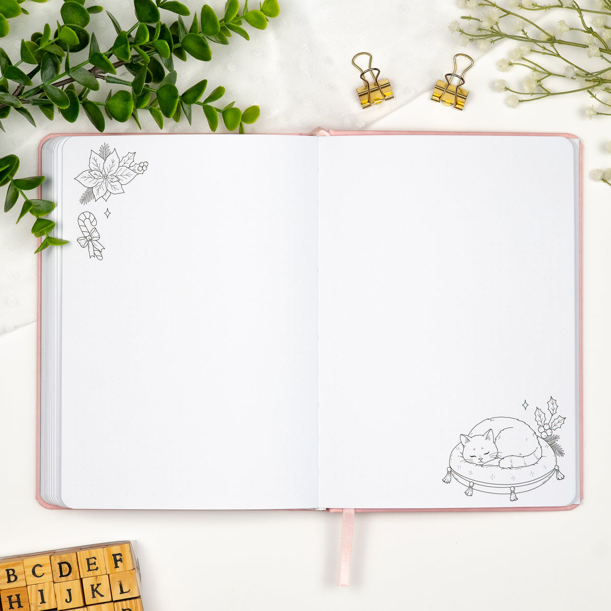 Premade Bullet Style Journal Lavender Undated A5 - Enchanted Rose