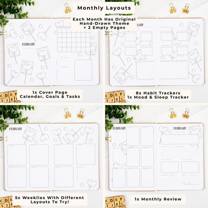 Cloud Undated Premade Bullet Style Journal