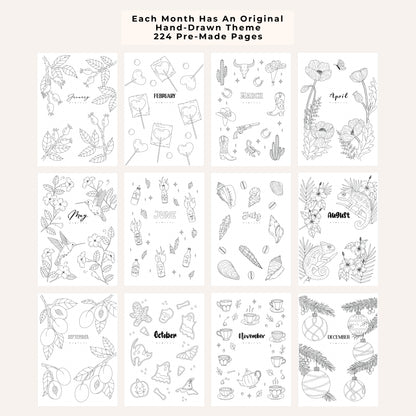 Cloud Undated Premade Bullet Style Journal