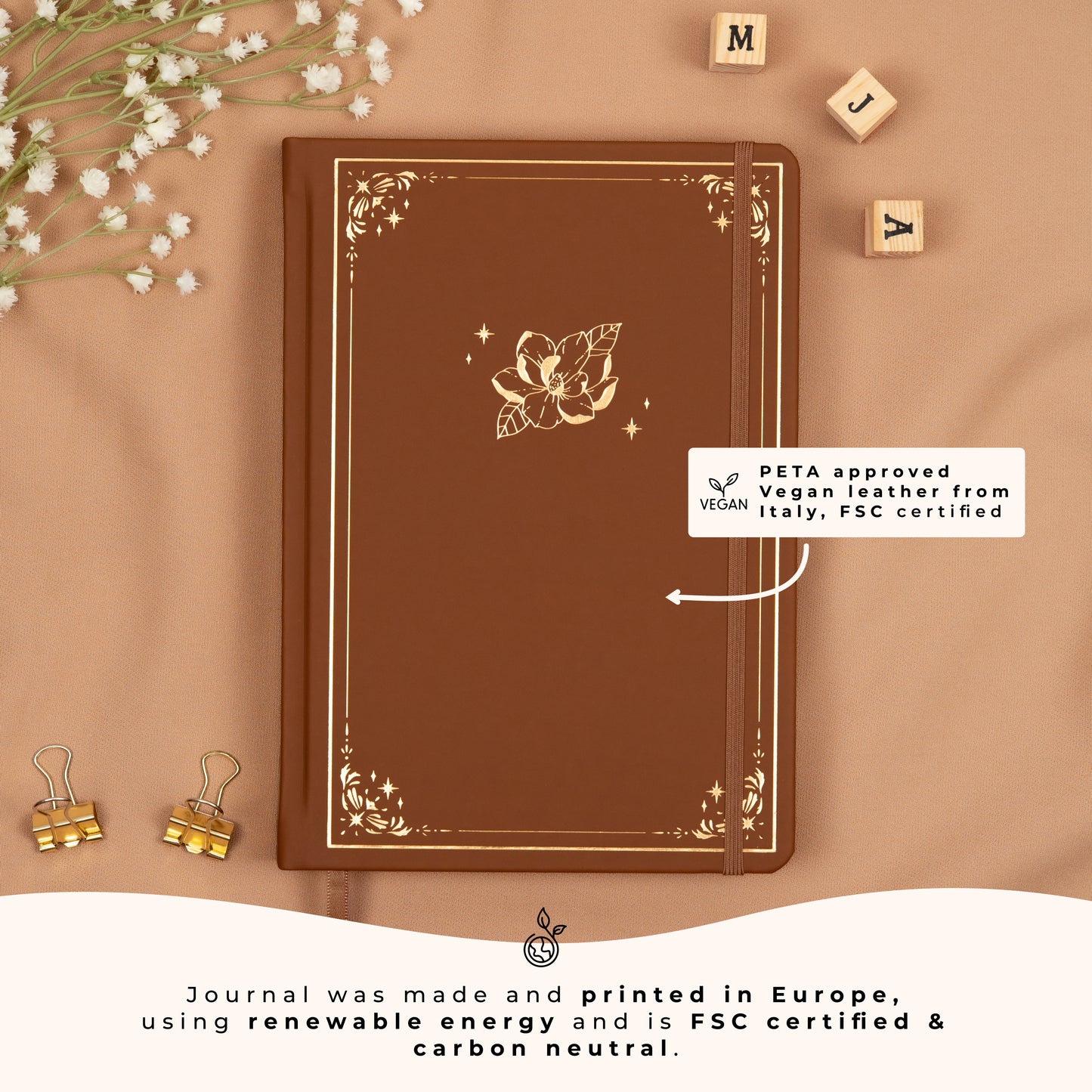 Cinnamon Undated Premade Bullet Style Journal