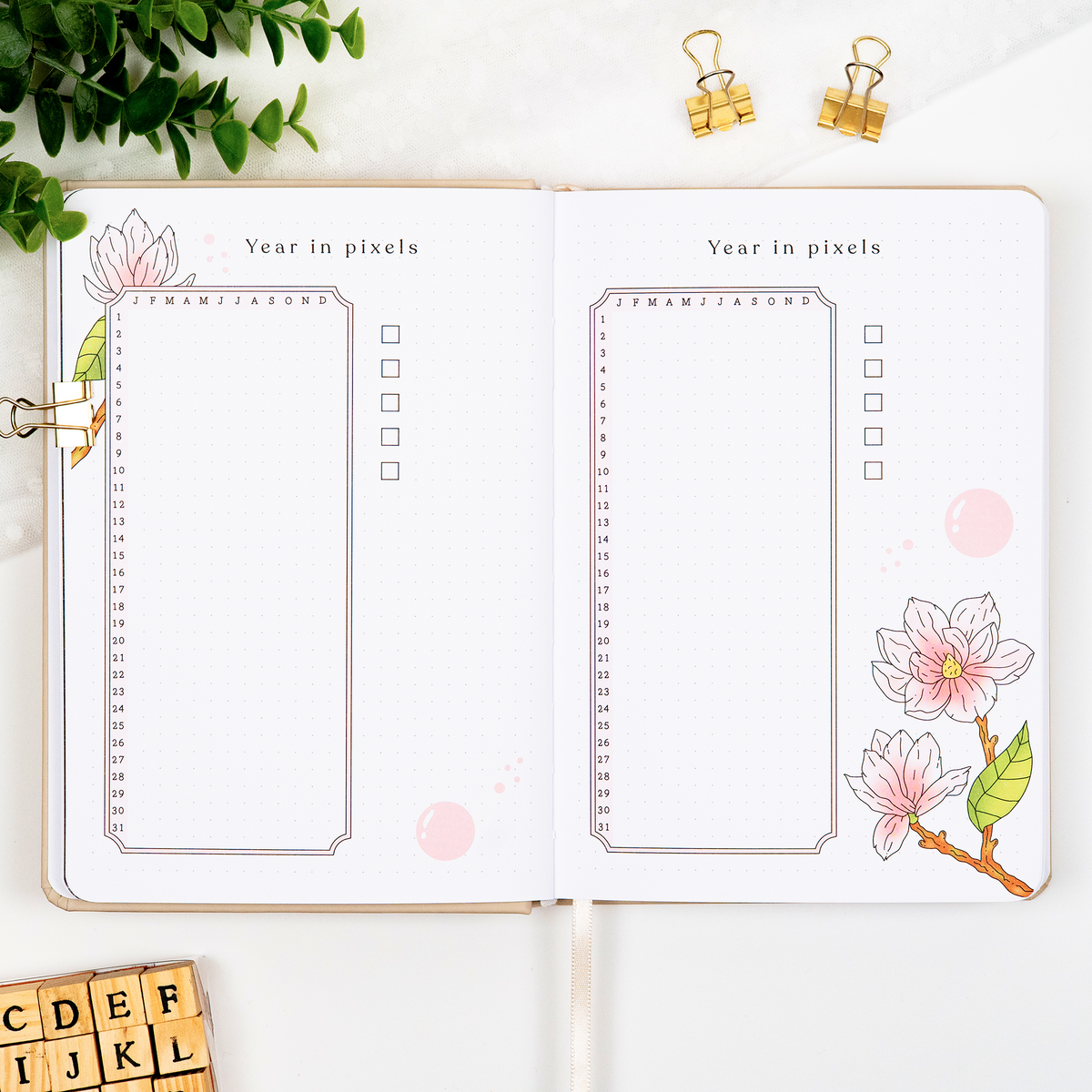 Premade Bullet Style Journal With Hand Drawn Designs – My Journal Addiction