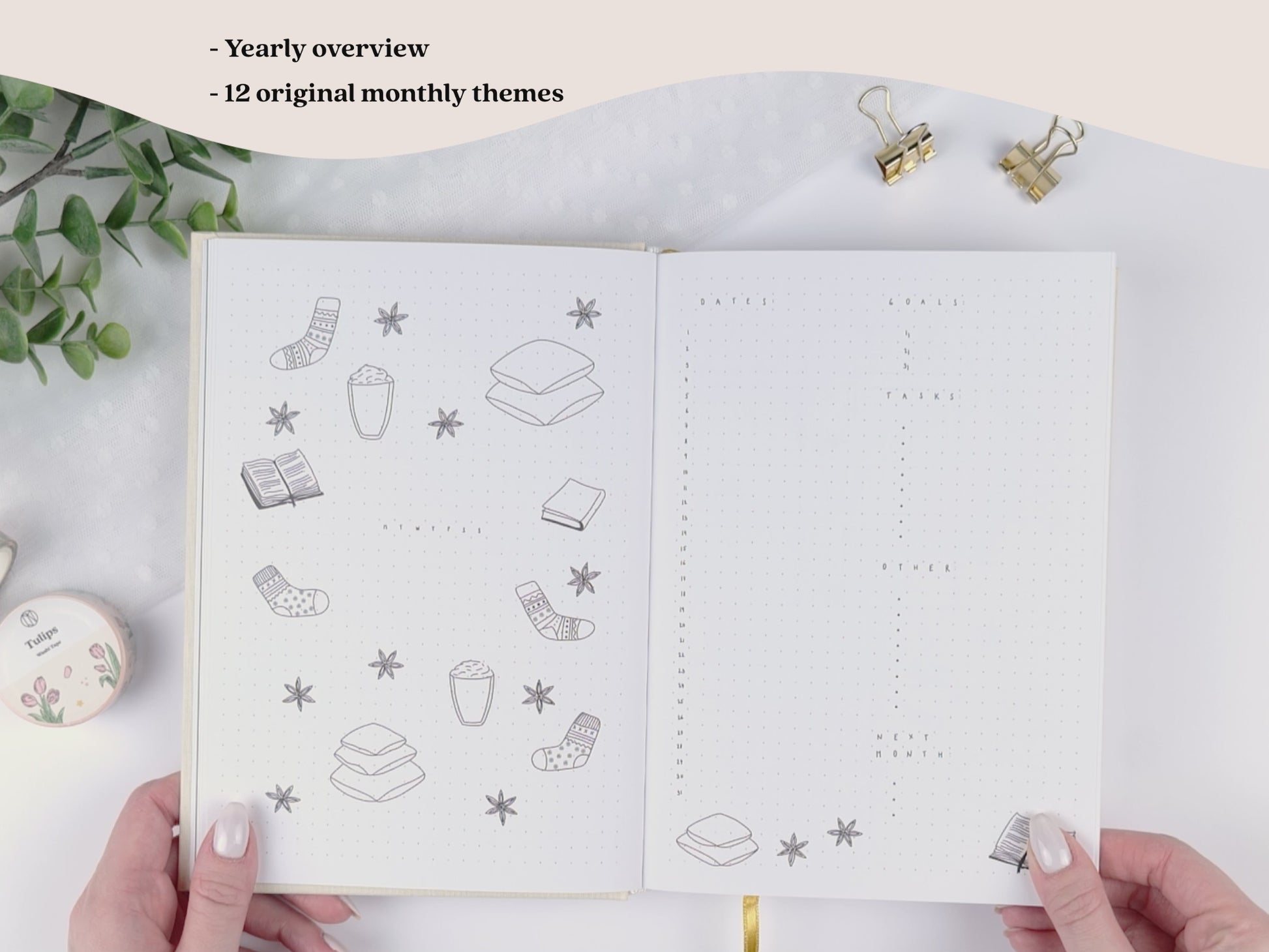 Pre-Made 12 Monthly Mood Trackers Bullet Journal Pages